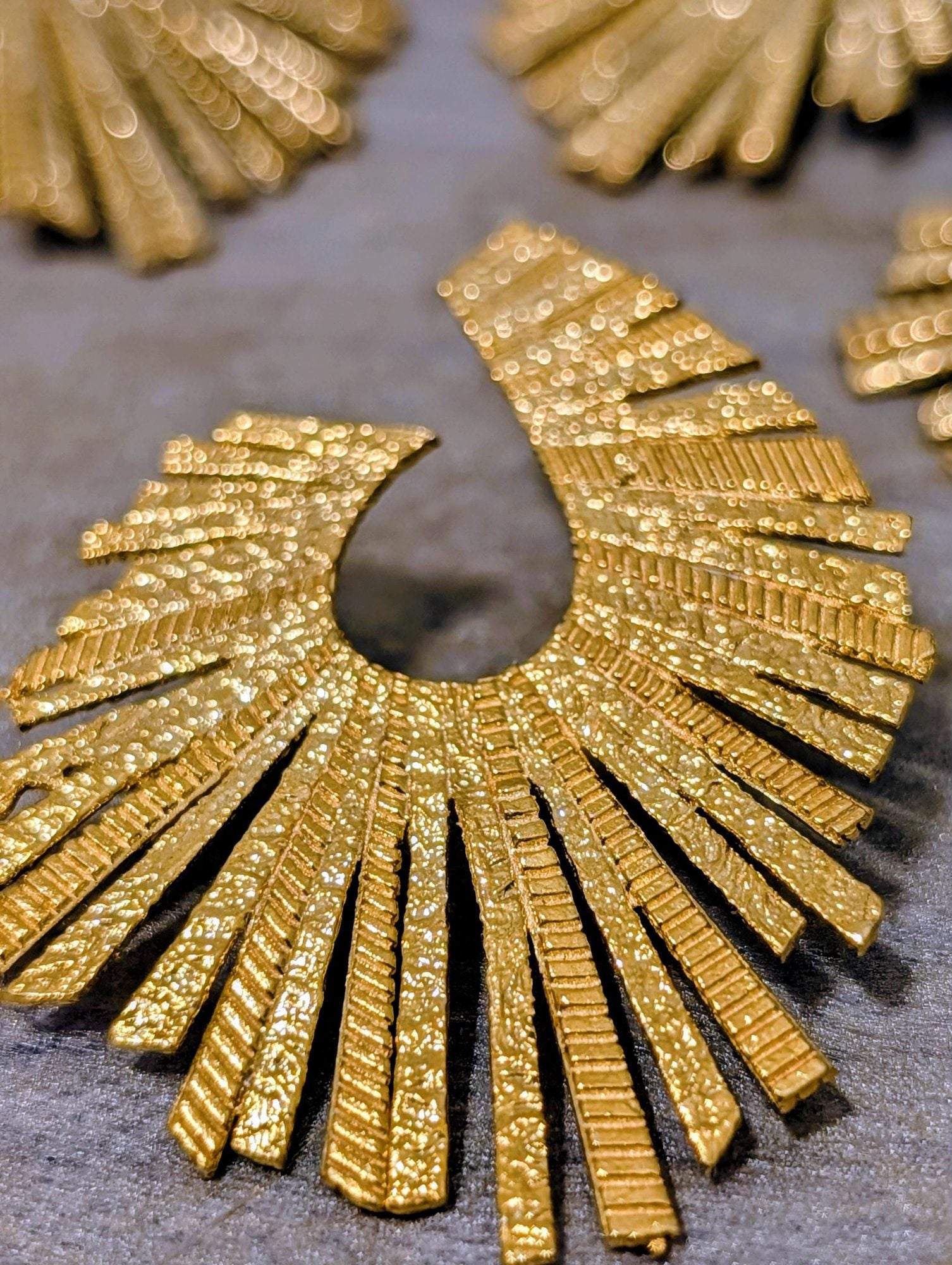 Gold Sunburst Fan Earrings