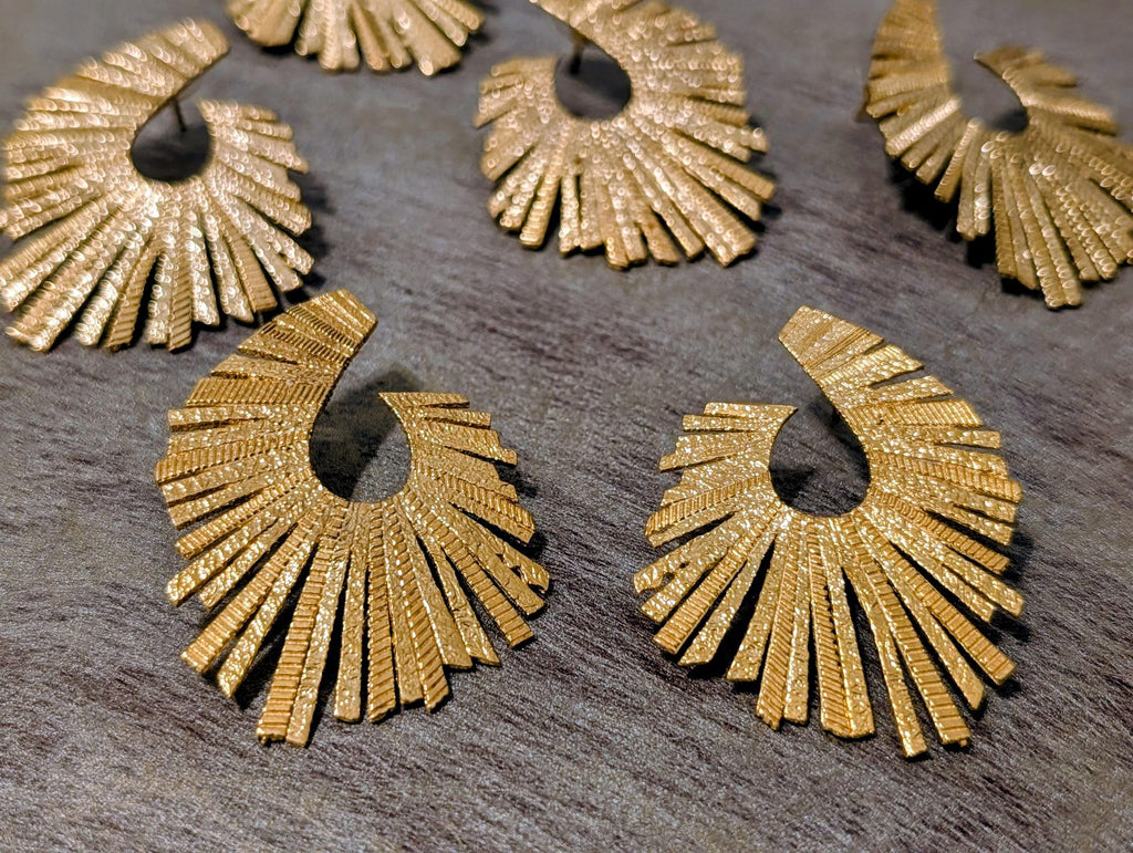 Gold Sunburst Fan Earrings