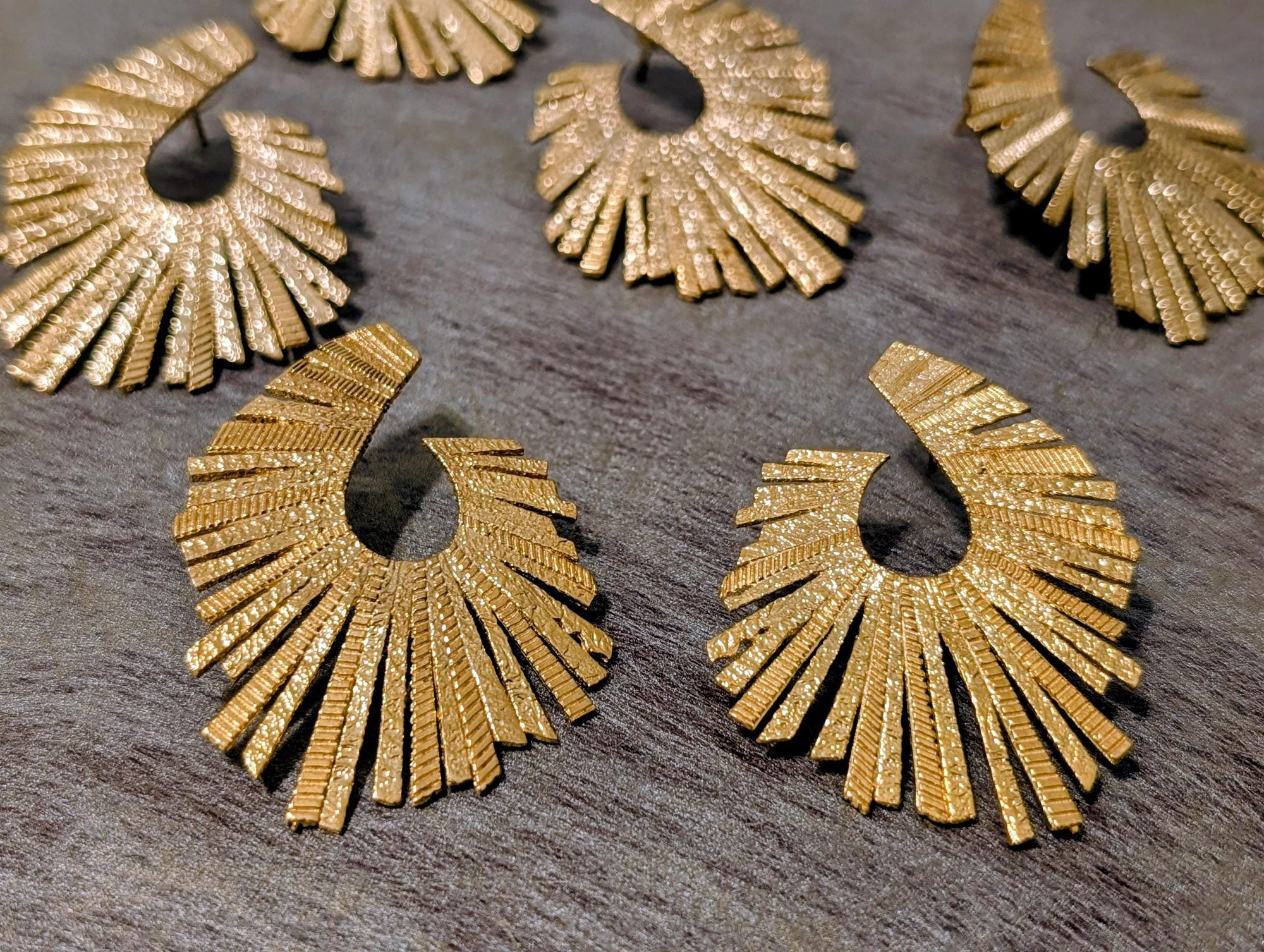 Gold Sunburst Fan Earrings