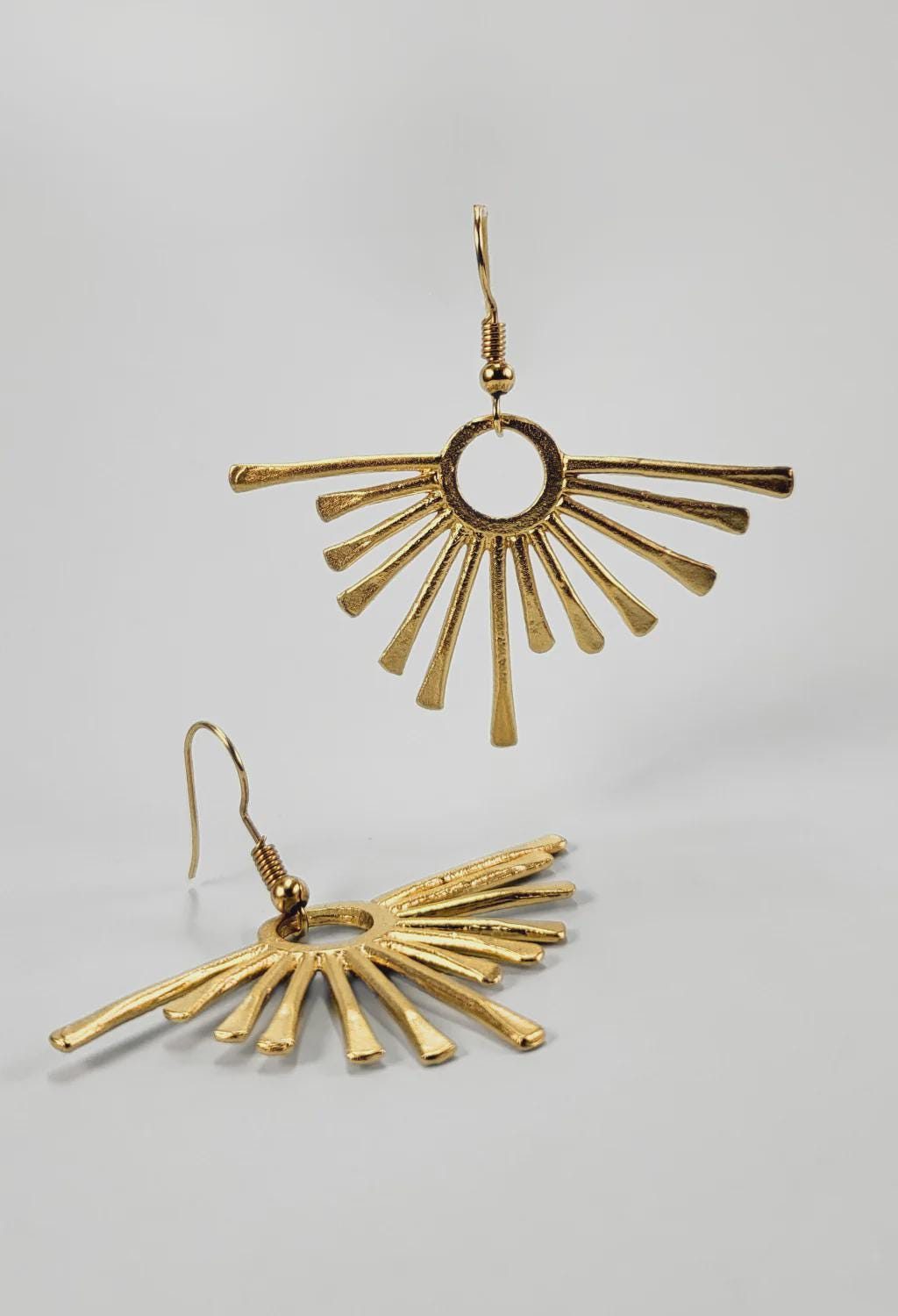 Sunburst Fan Gold Earrings
