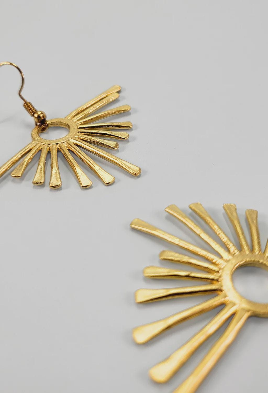 Sunburst Fan Gold Earrings