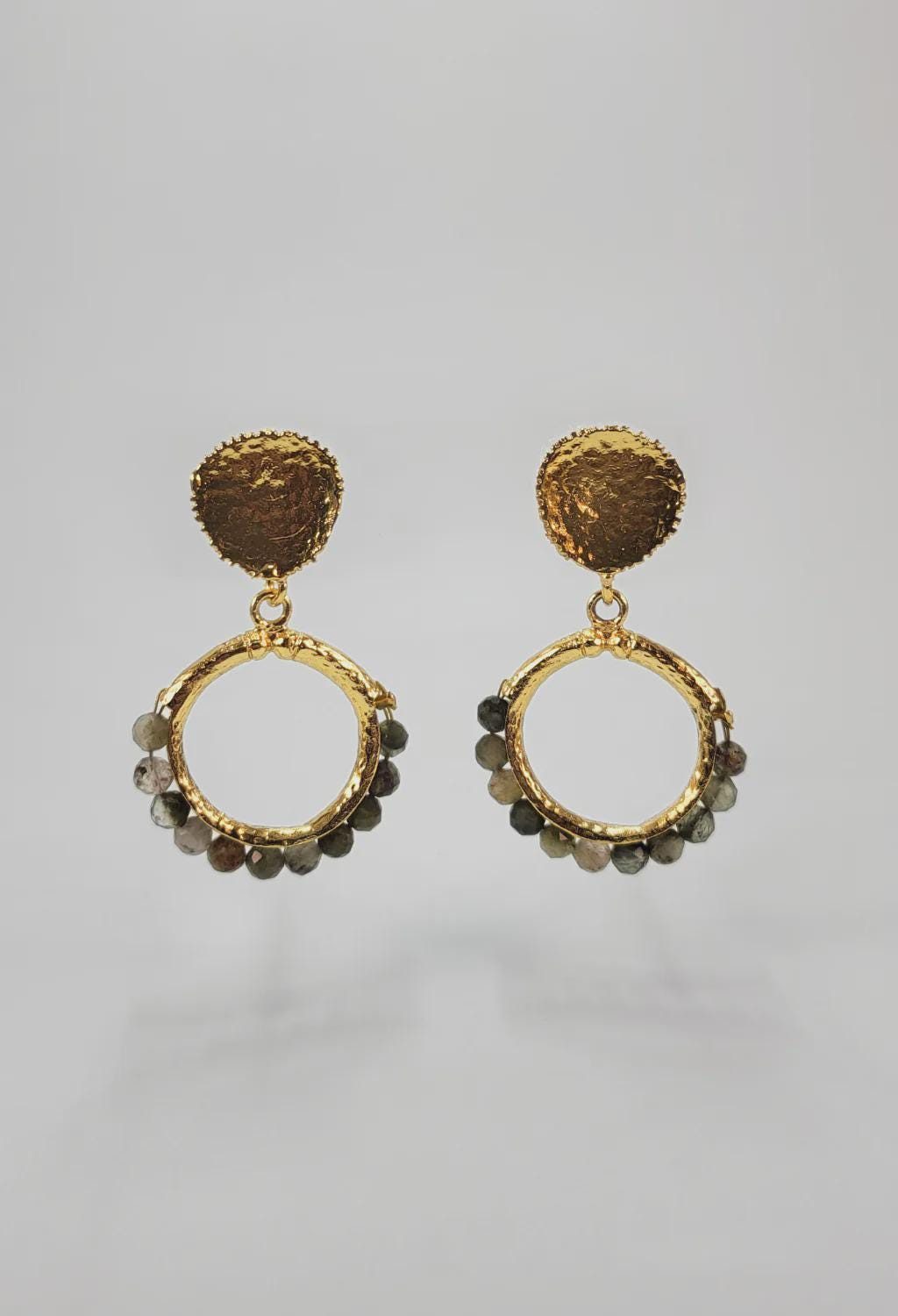 Beaded Natural Stone Drop Earrings