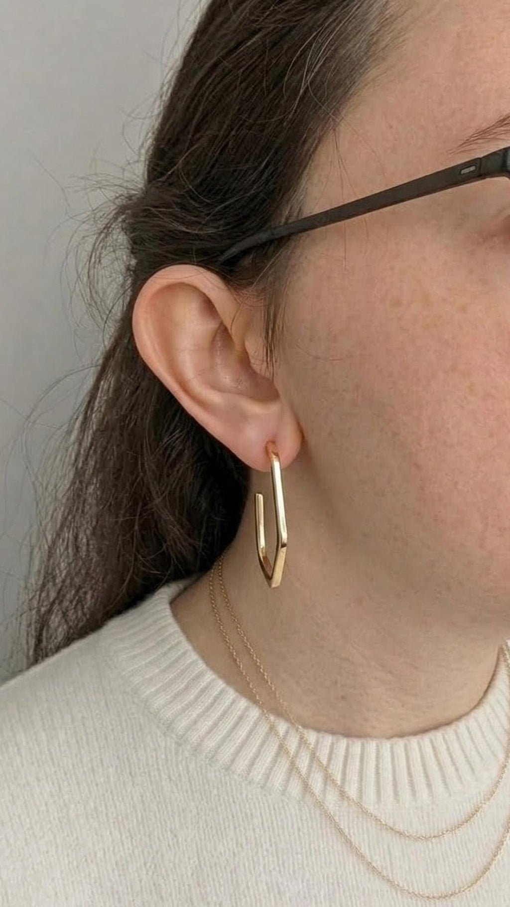 Curved C Gold Earrings