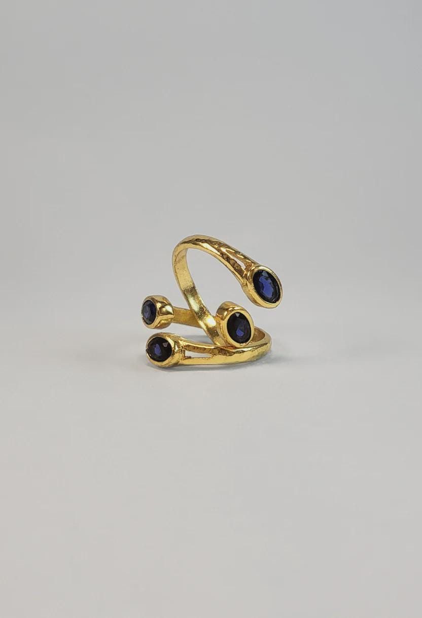 Navy Blue Zircon Wrap Ring