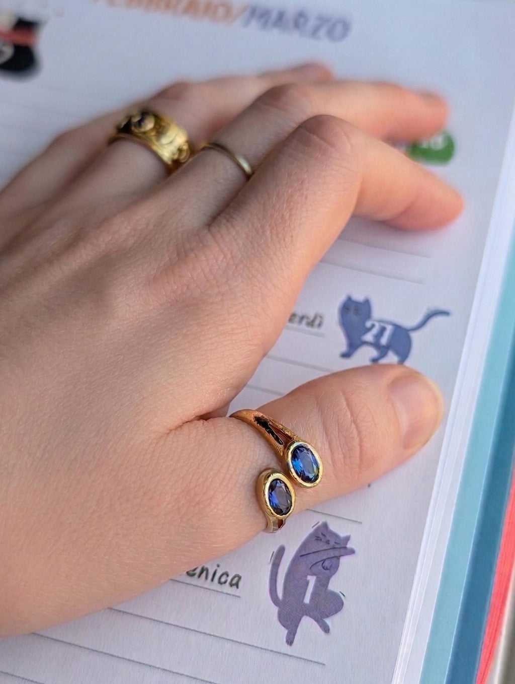 Navy Blue Zircon Wrap Ring