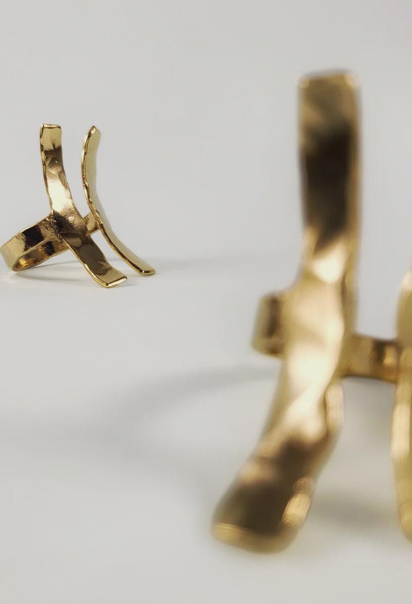 Hammered Gold Statement Ring