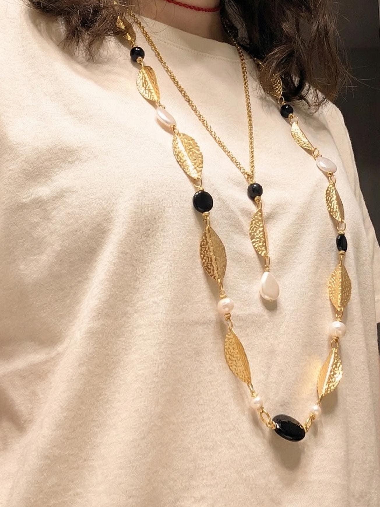 Hammered Gold Leaf Necklace