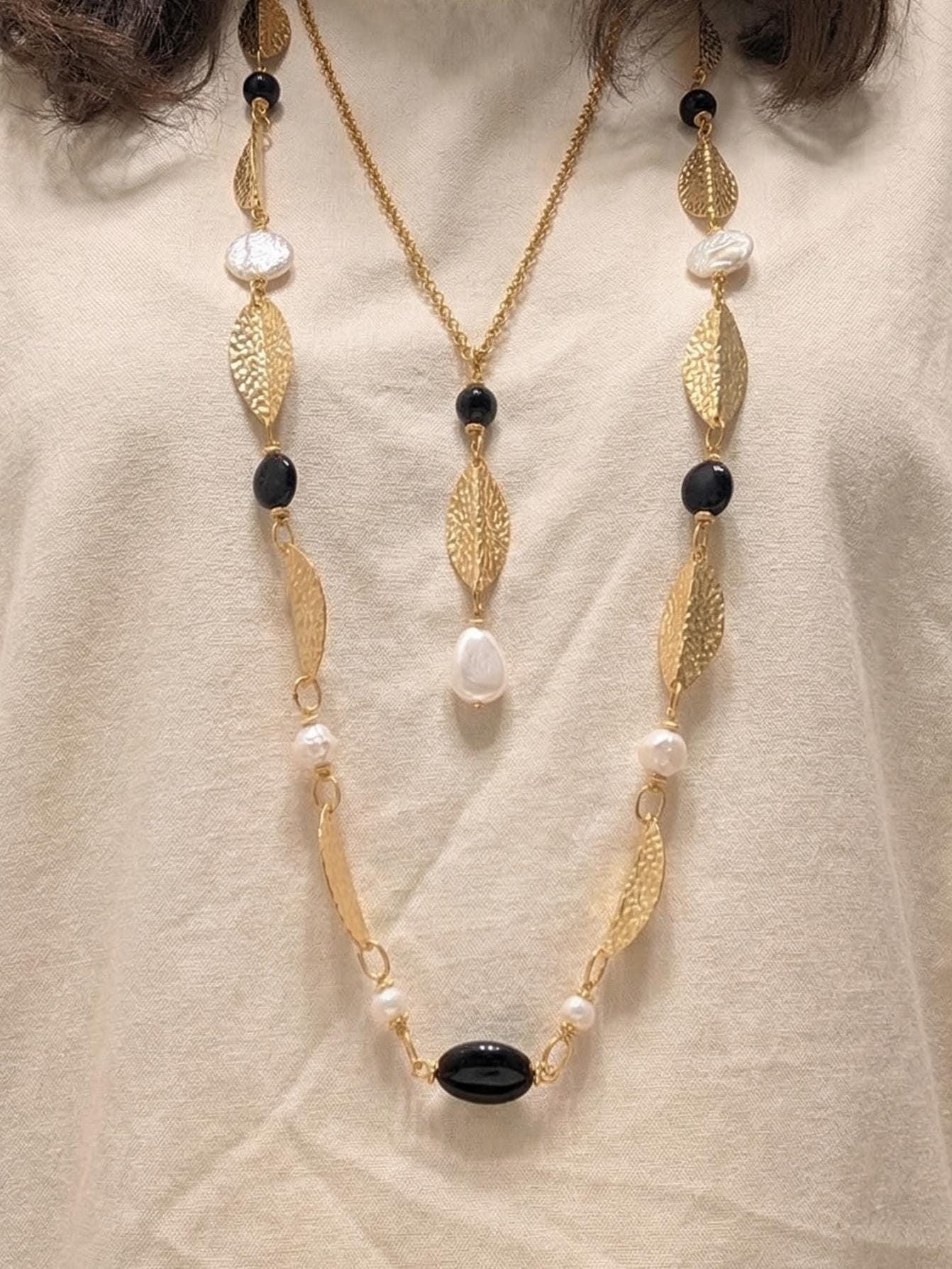 Hammered Gold Leaf Necklace