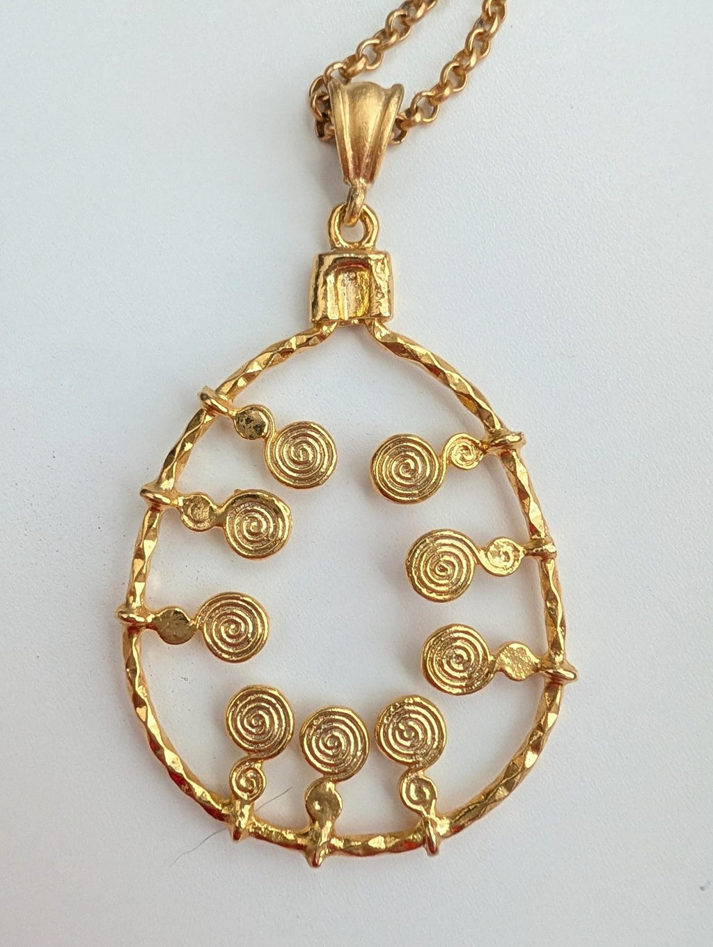 Hammered Gold Spiral Pendant Necklace