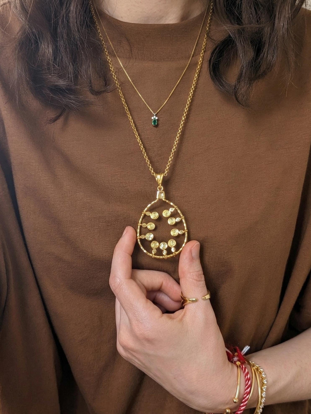Hammered Gold Spiral Pendant Necklace