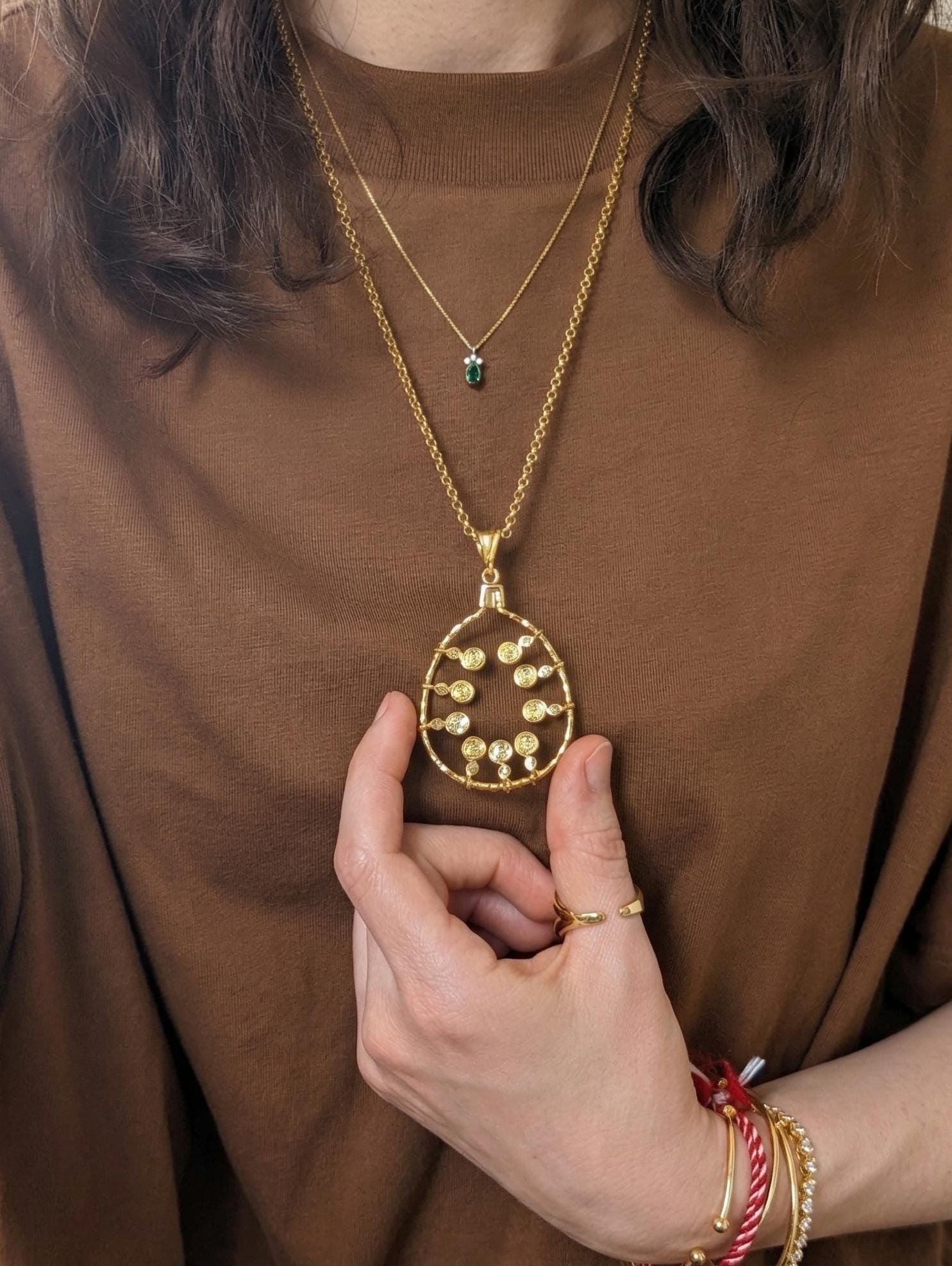 Hammered Gold Spiral Pendant Necklace