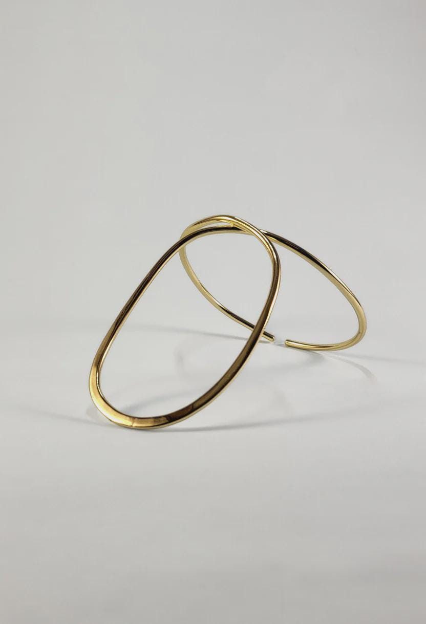 Open Geometric Gold Cuff