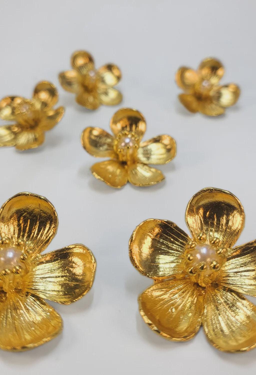 Gold Flower Stud Earrings