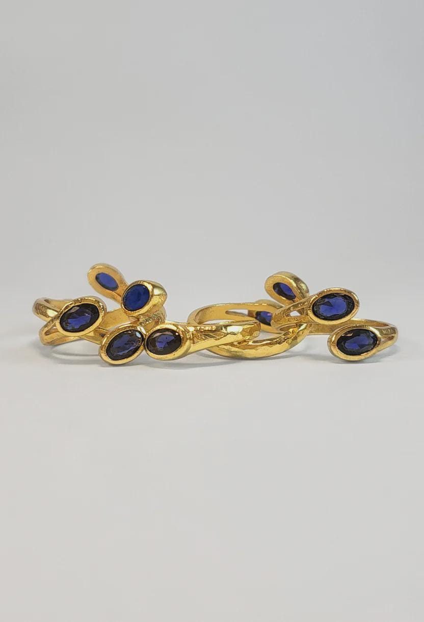 Navy Blue Zircon Wrap Ring