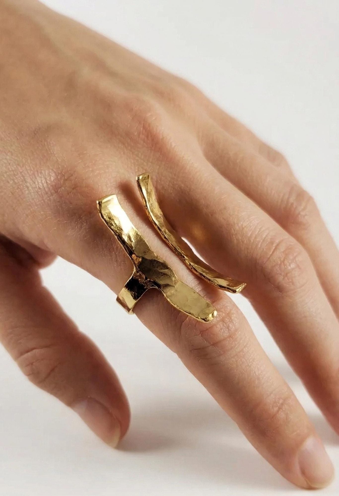 Hammered Gold Statement Ring