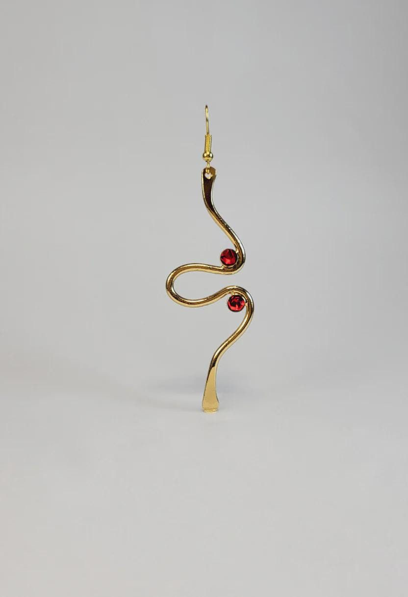 Asymmetric Red Crystal Earrings