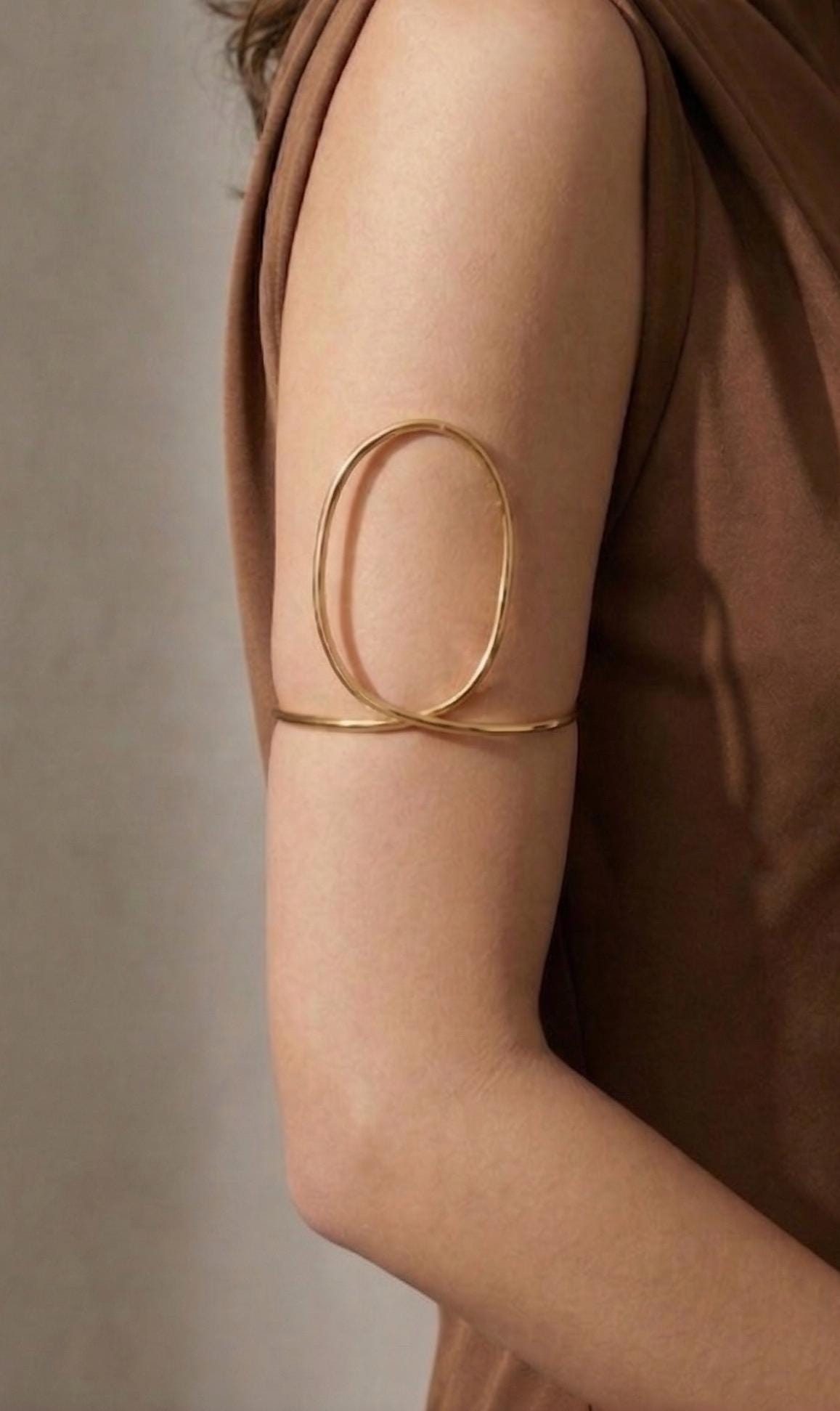 Open Geometric Gold Cuff