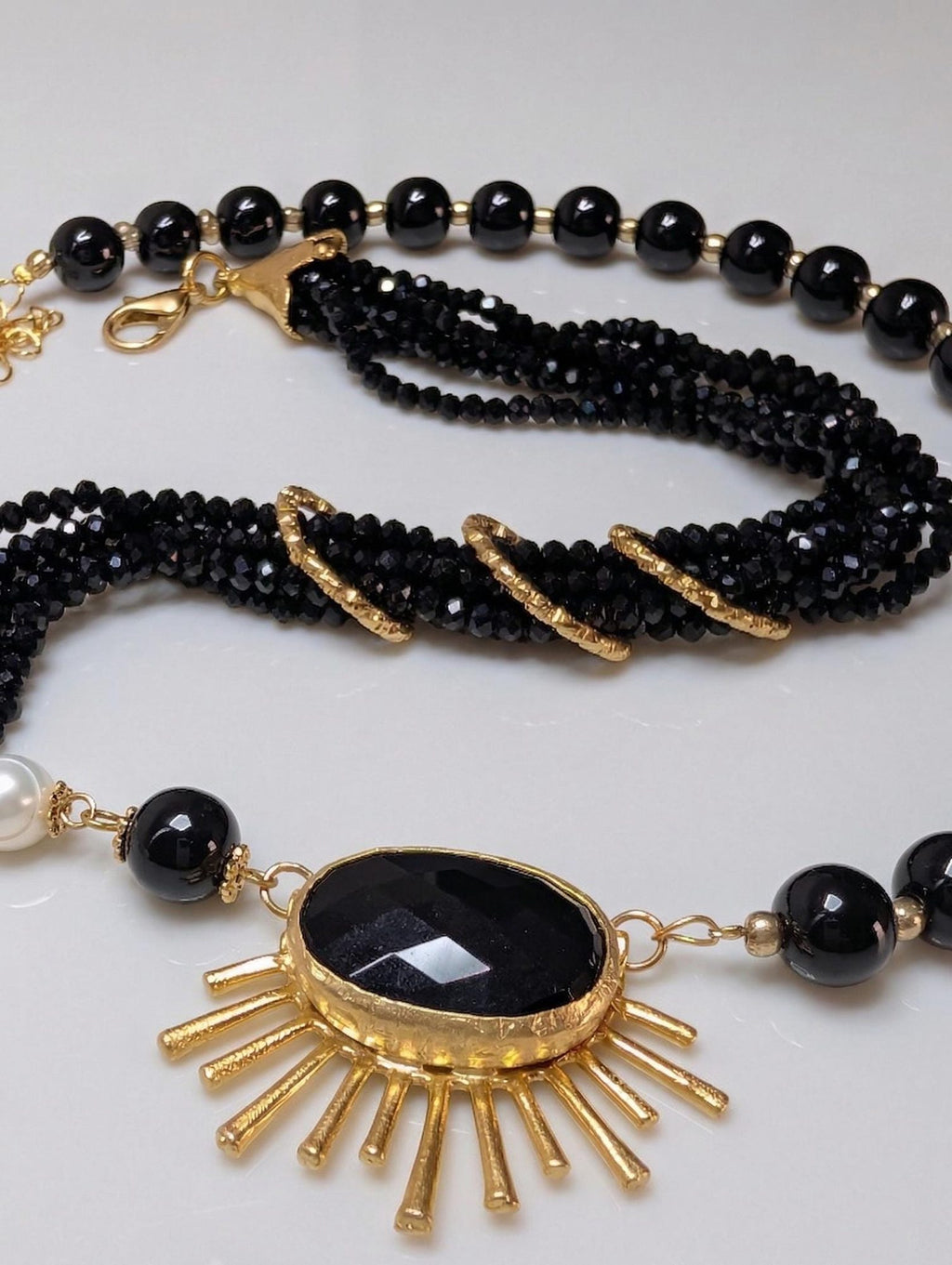 Asymmetric Sunburst Pearl Necklace
