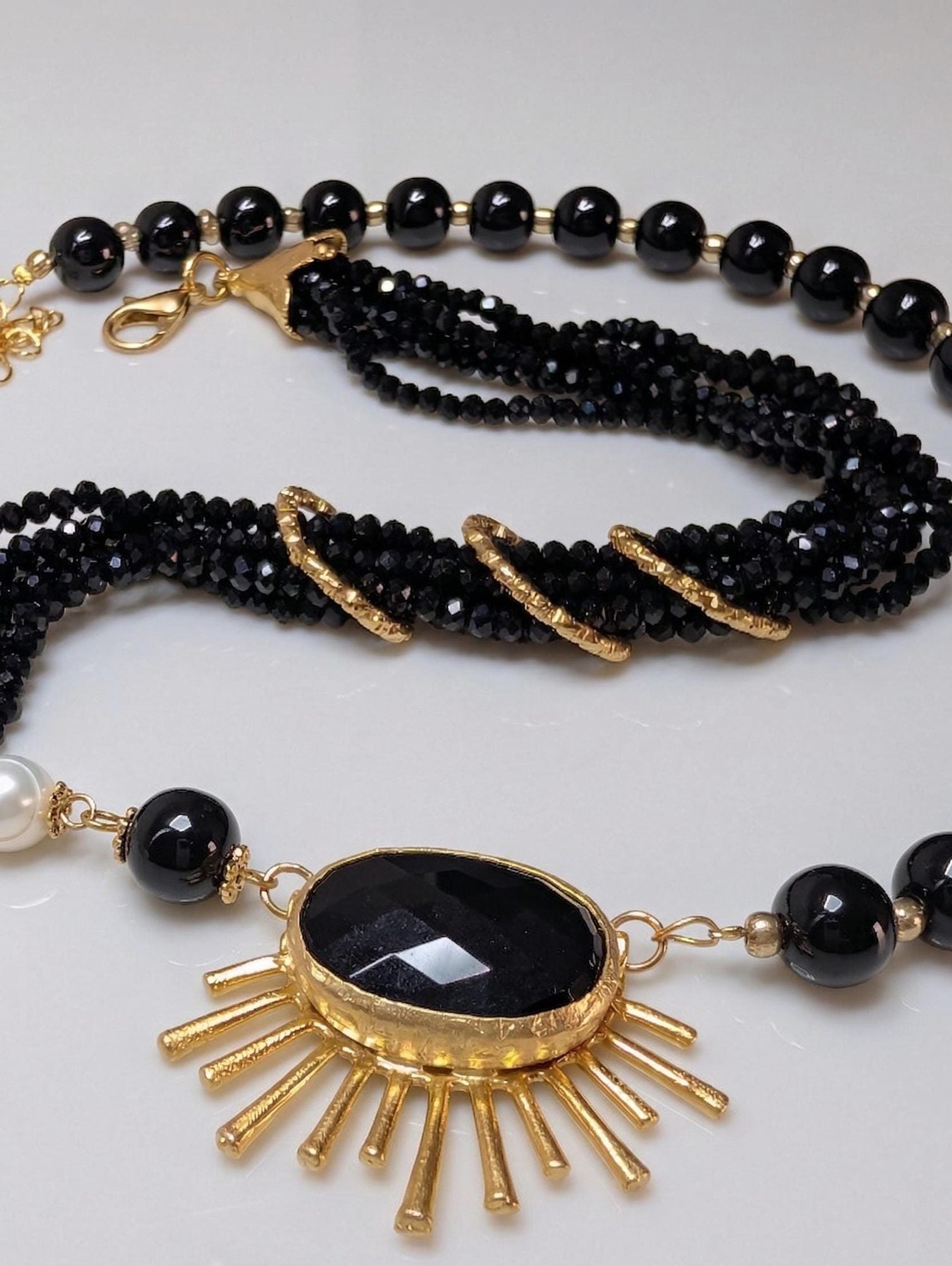 Asymmetric Sunburst Pearl Necklace