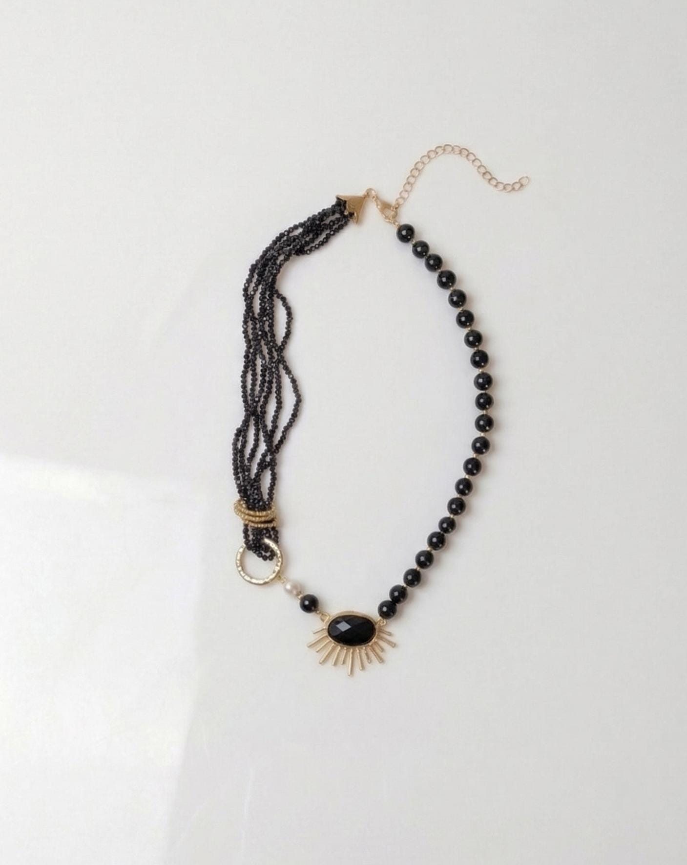 Asymmetric Sunburst Pearl Necklace