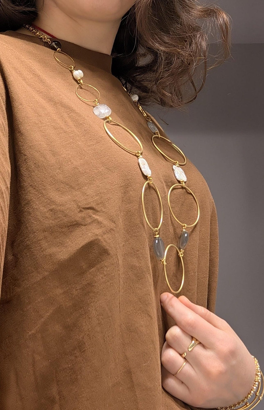 Geometric Pearl Statement Necklace