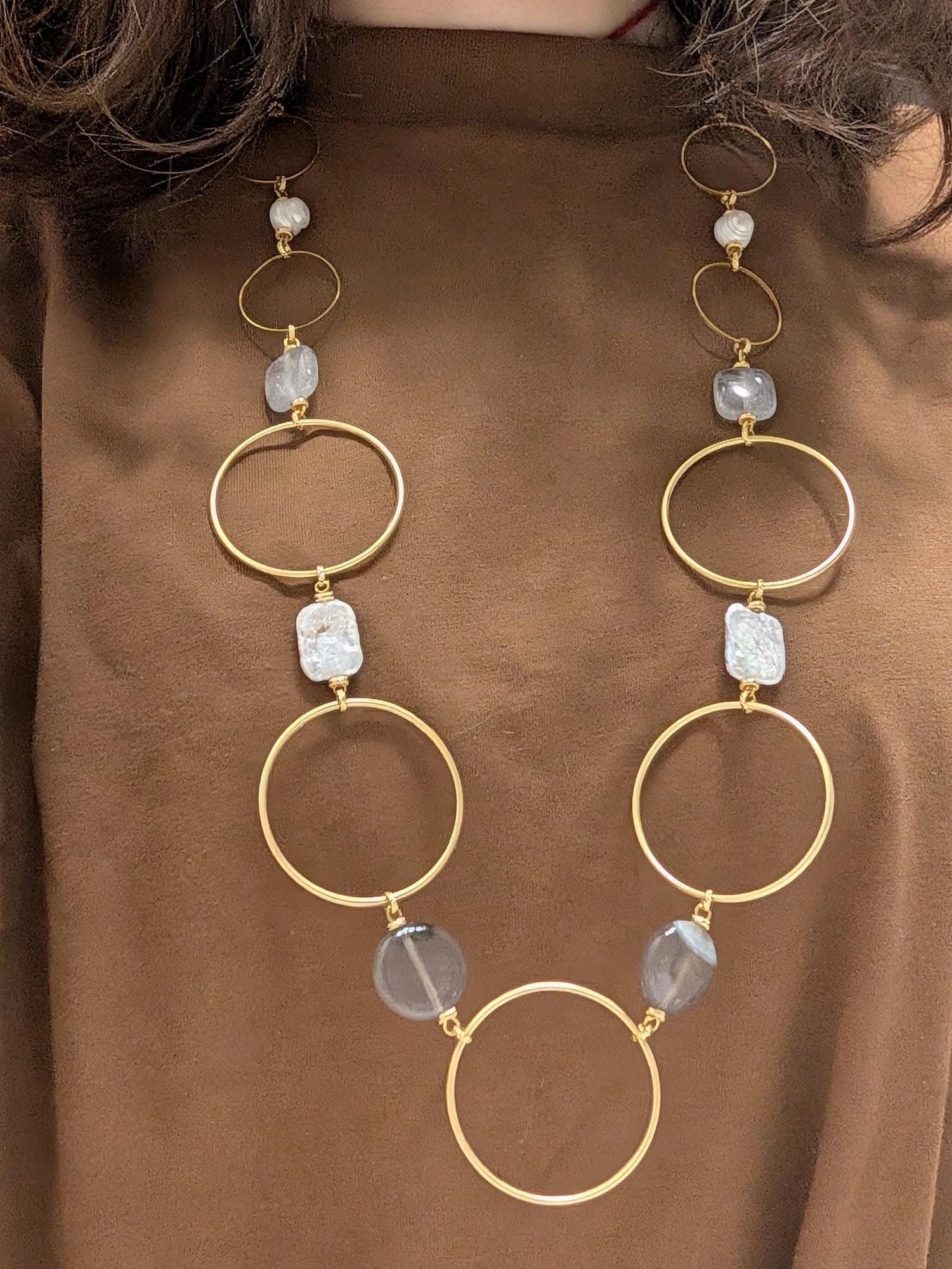 Geometric Pearl Statement Necklace