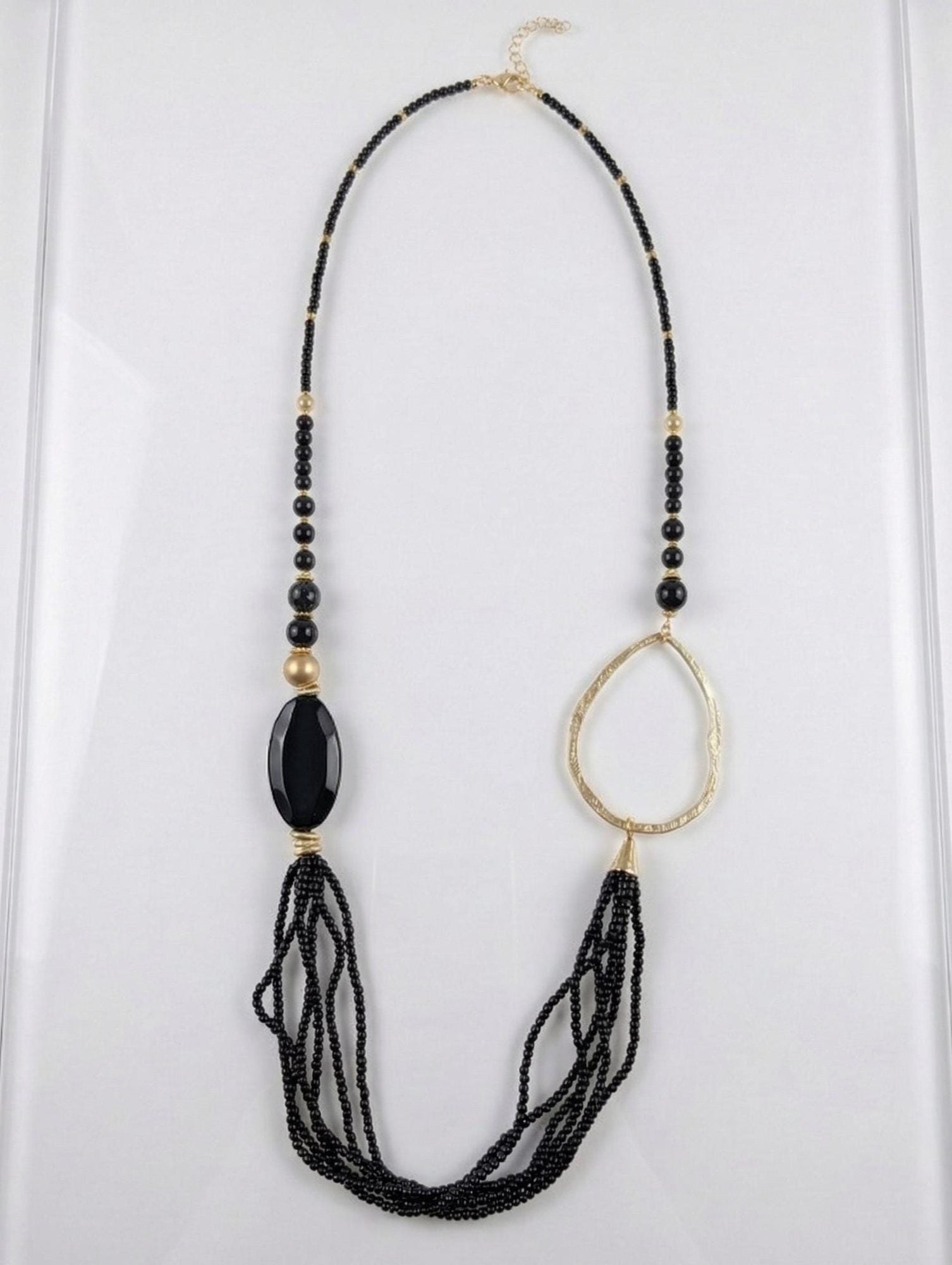 Long Multi-Strand Stone Necklace