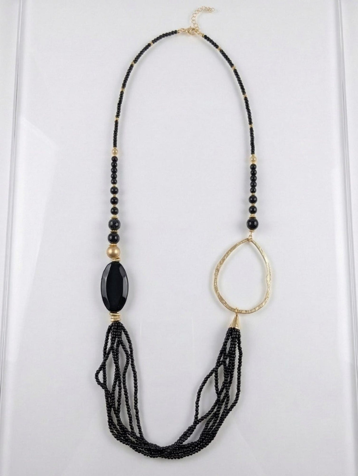Long Multi-Strand Stone Necklace