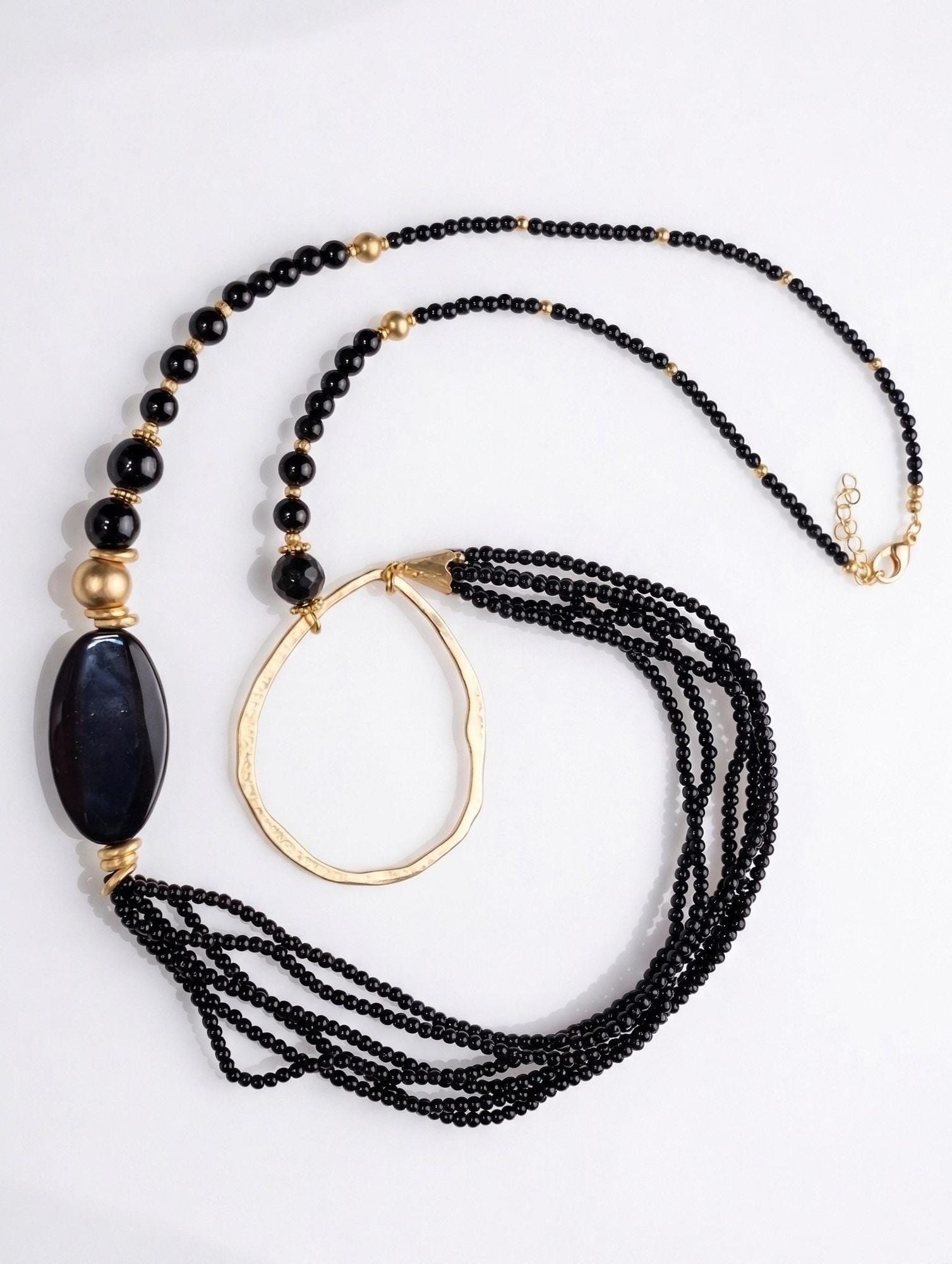 Long Multi-Strand Stone Necklace
