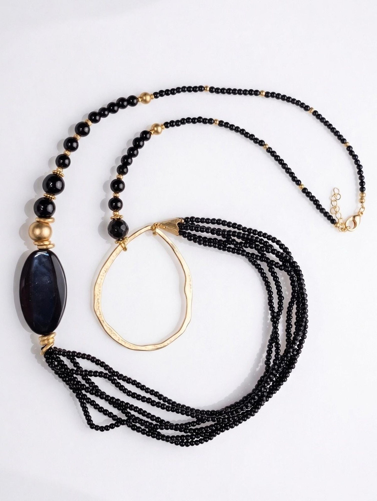 Long Multi-Strand Stone Necklace