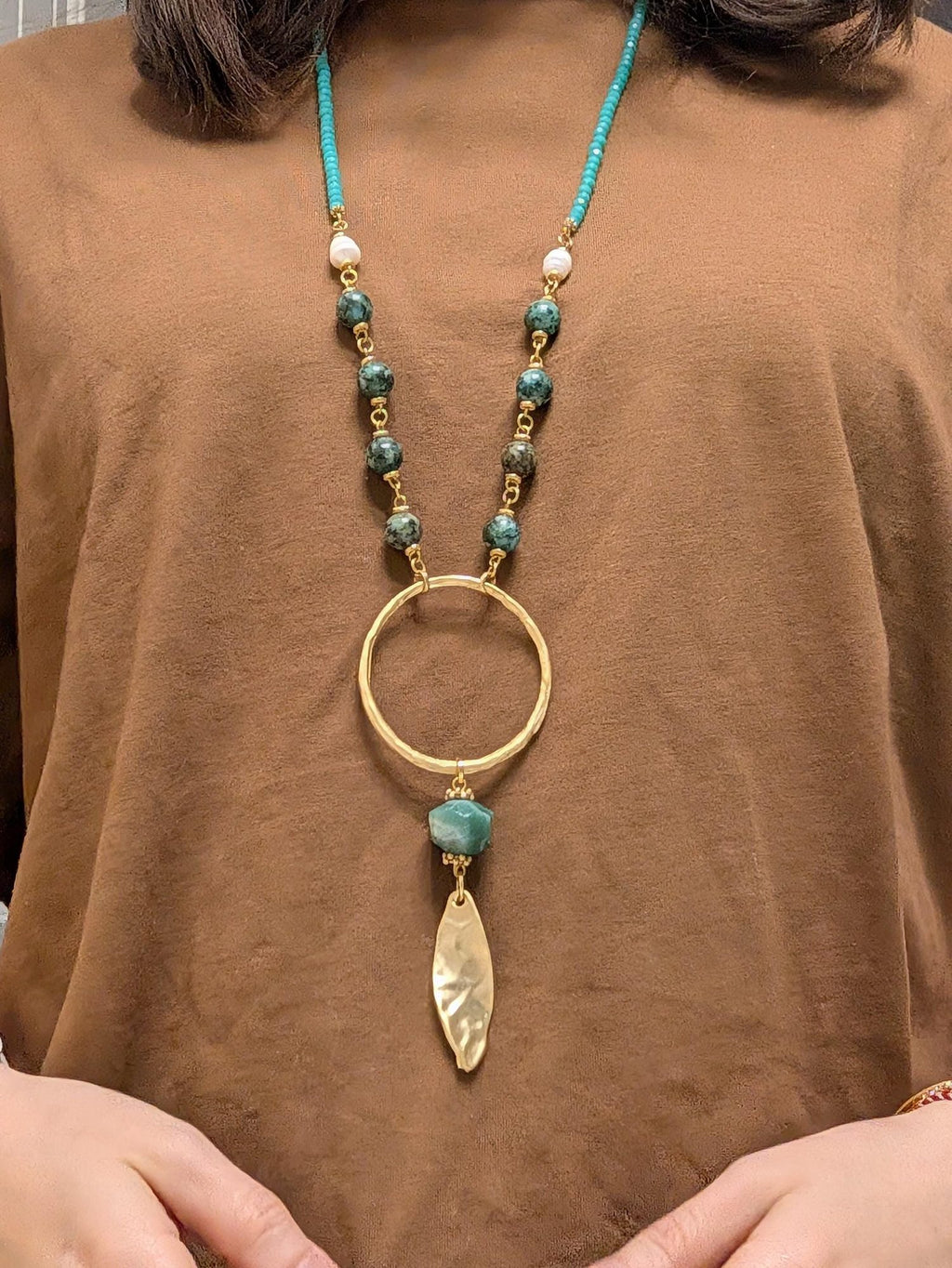 Boho Gold Ring Necklace