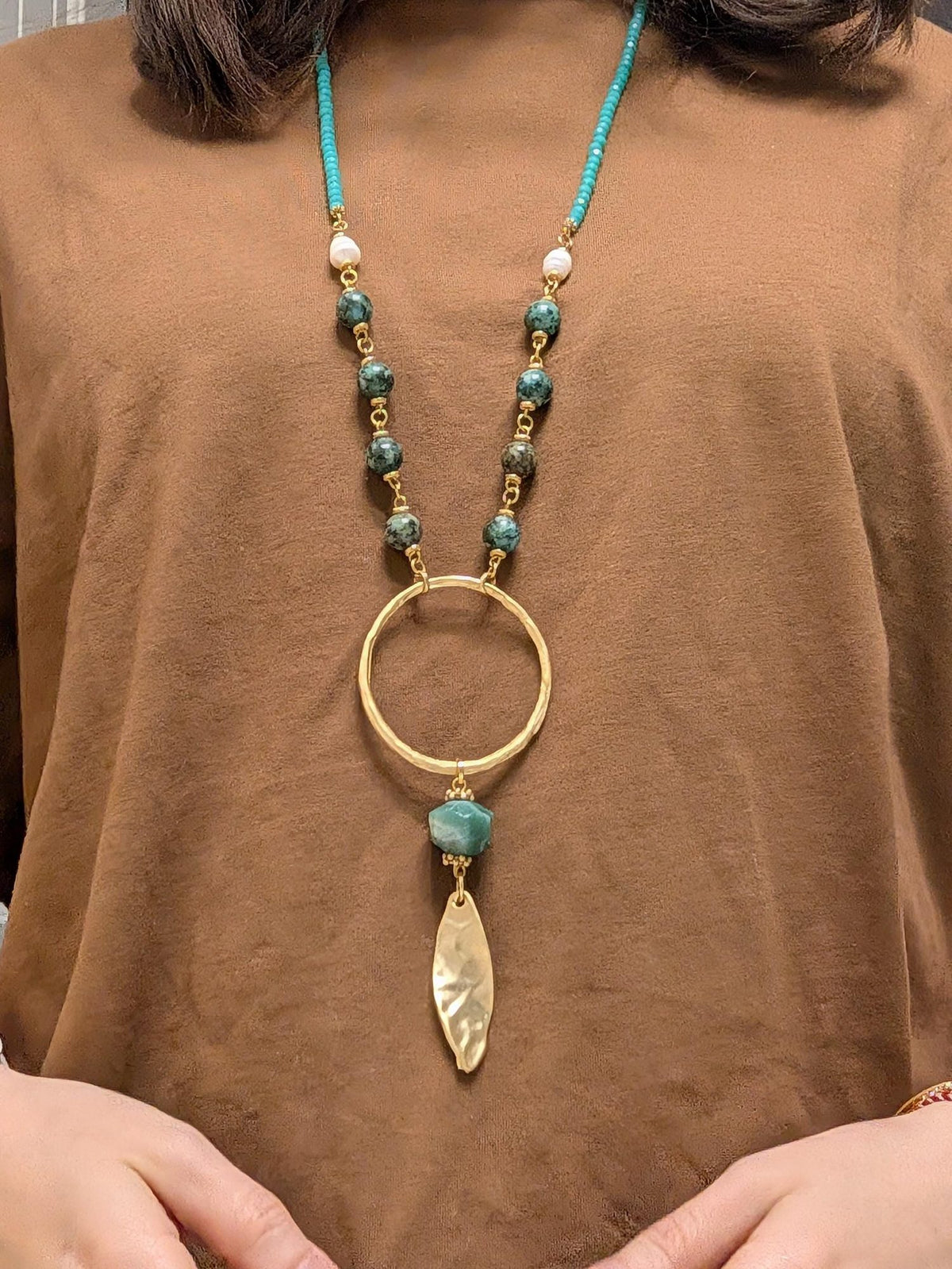 Boho Gold Ring Necklace