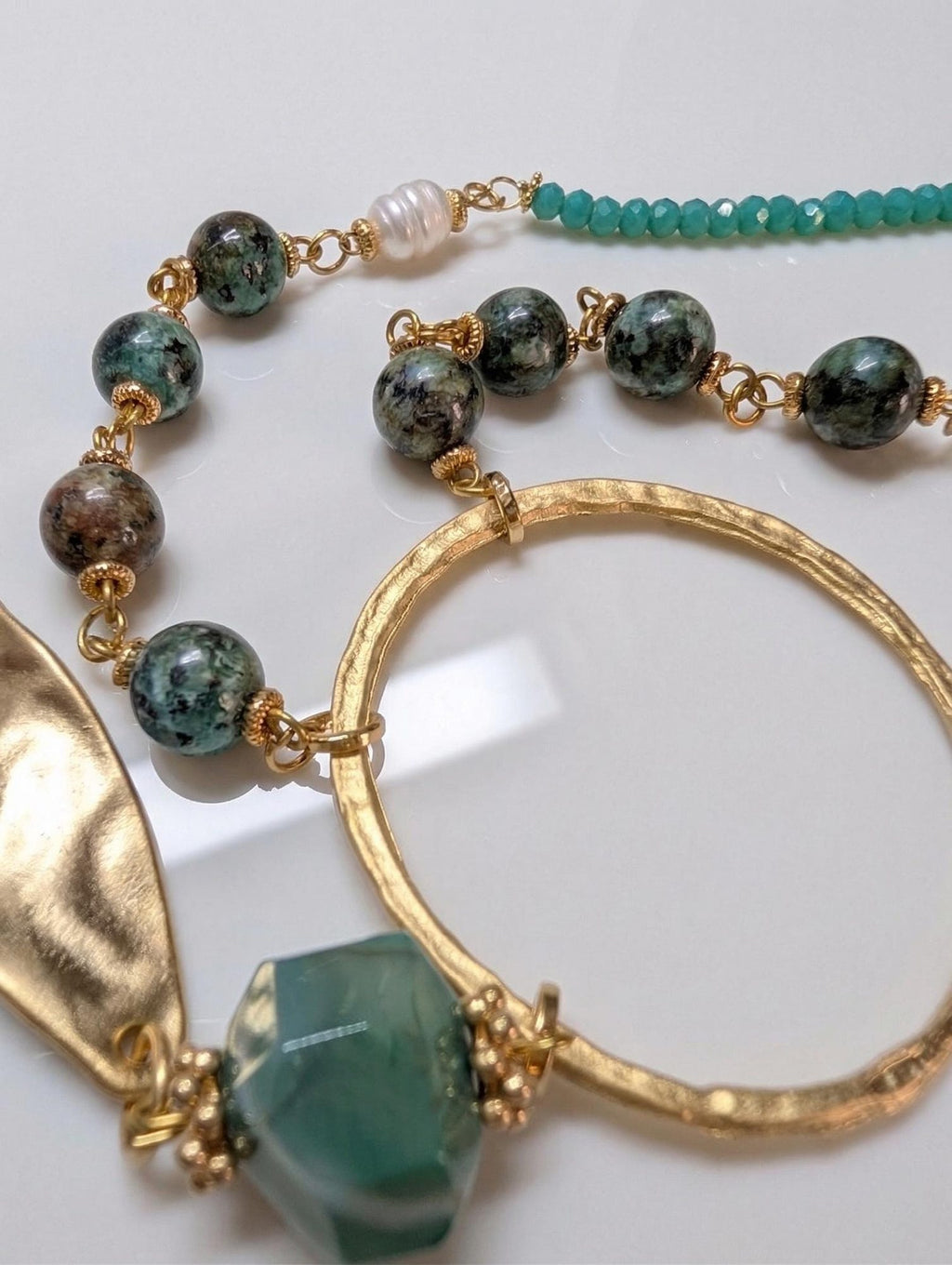 Boho Gold Ring Necklace