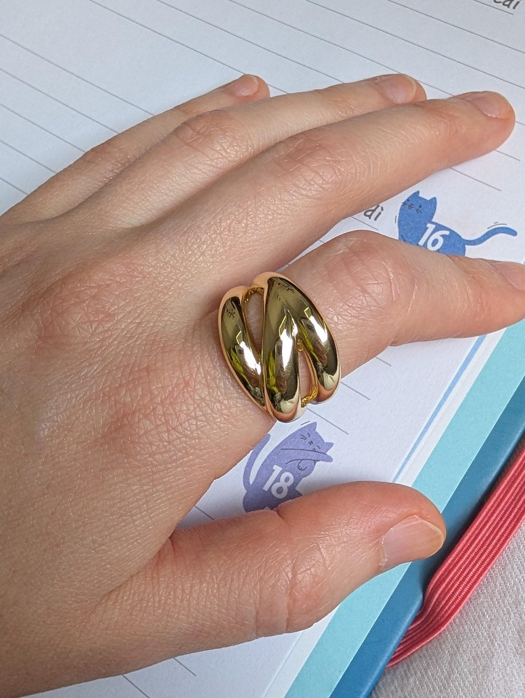 High-Polish Multi-Row Statement Ring