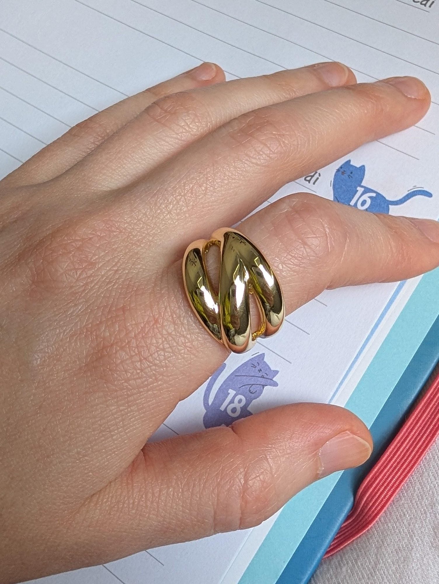 High-Polish Multi-Row Statement Ring