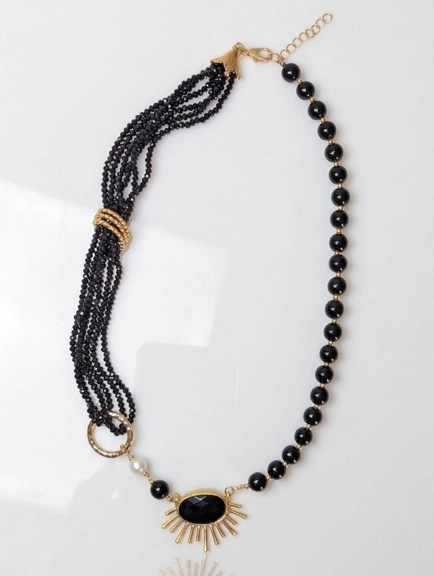 Asymmetric Sunburst Pearl Necklace