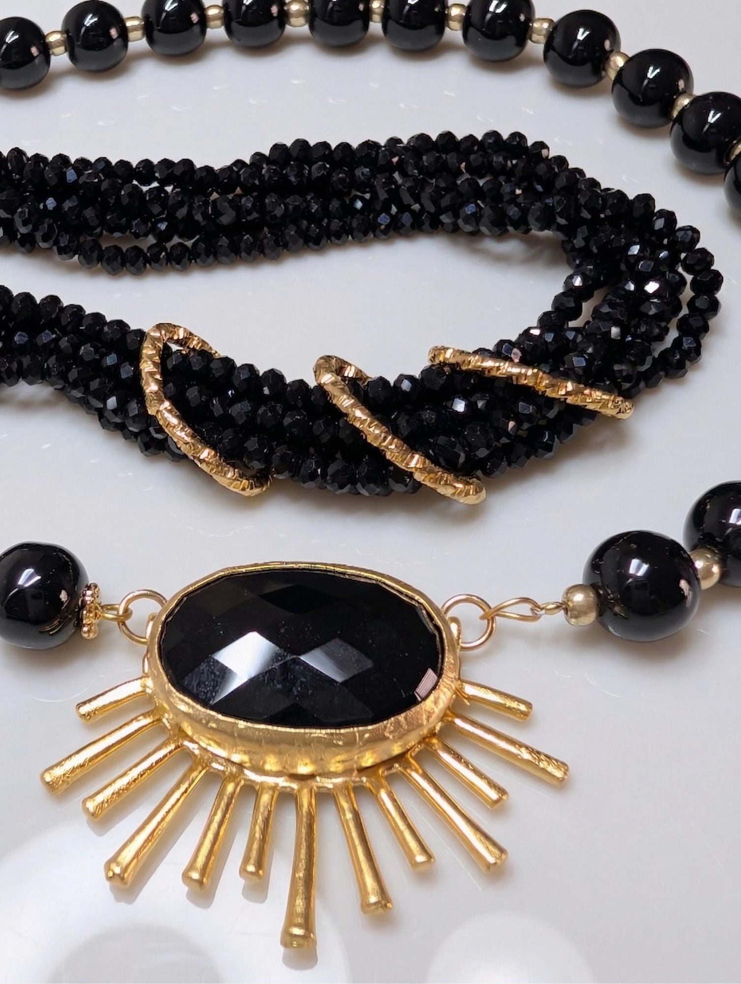 Asymmetric Sunburst Pearl Necklace