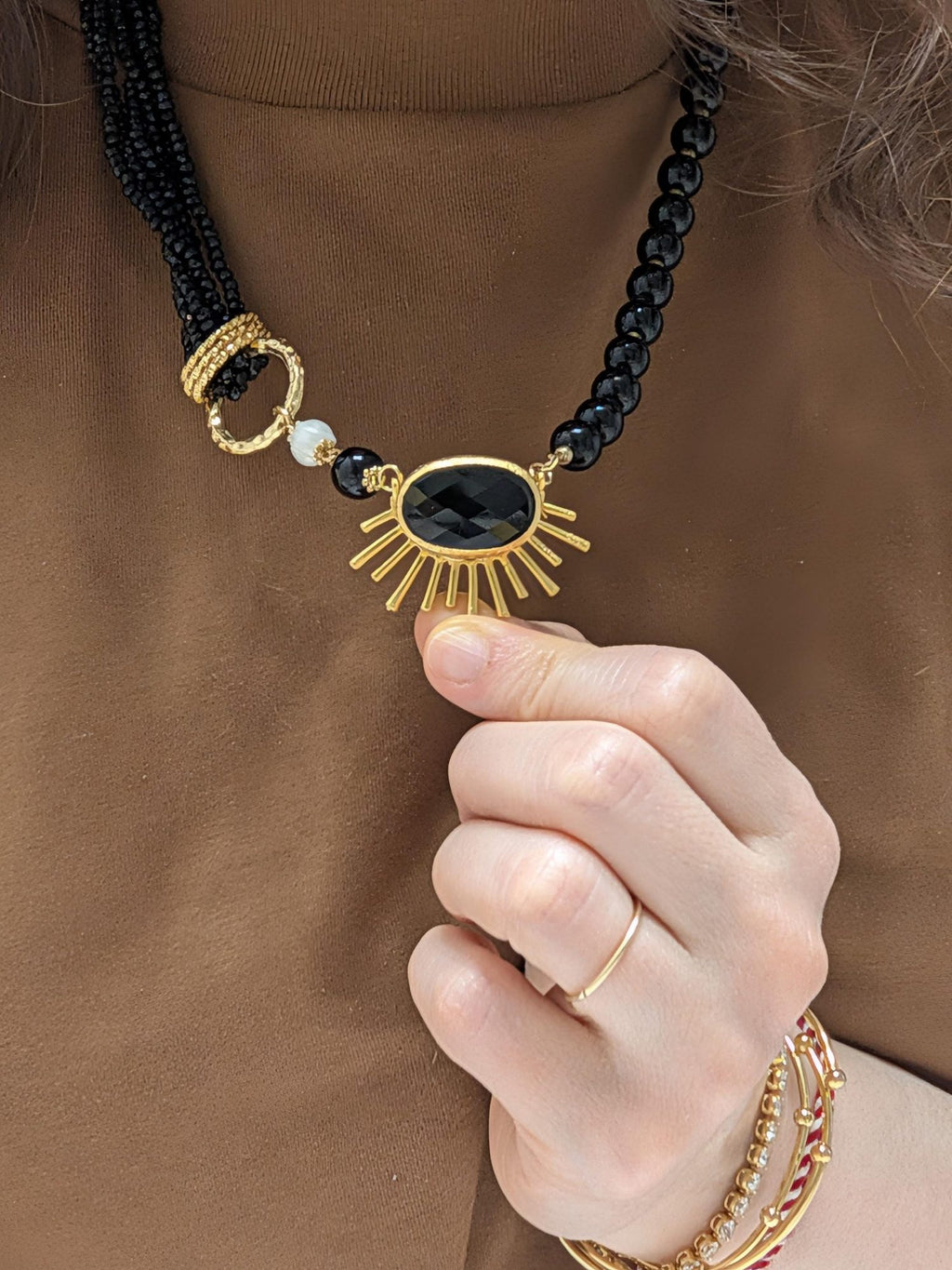 Asymmetric Sunburst Pearl Necklace