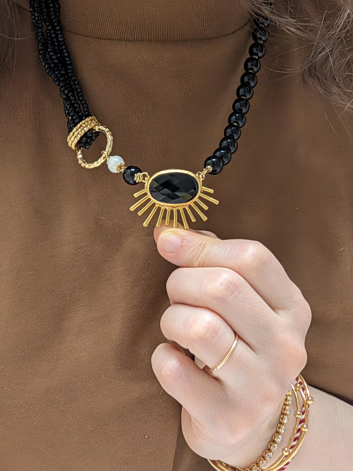 Asymmetric Sunburst Pearl Necklace