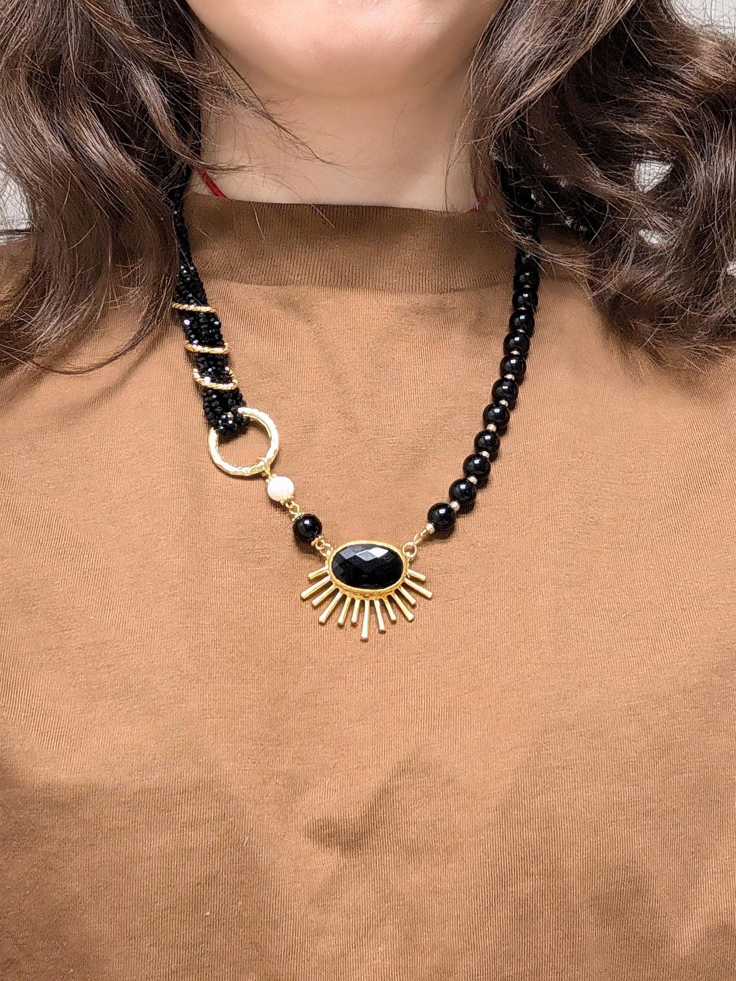 Asymmetric Sunburst Pearl Necklace