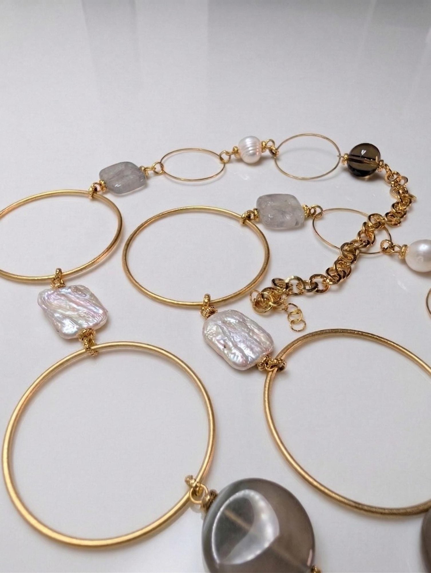 Geometric Pearl Statement Necklace