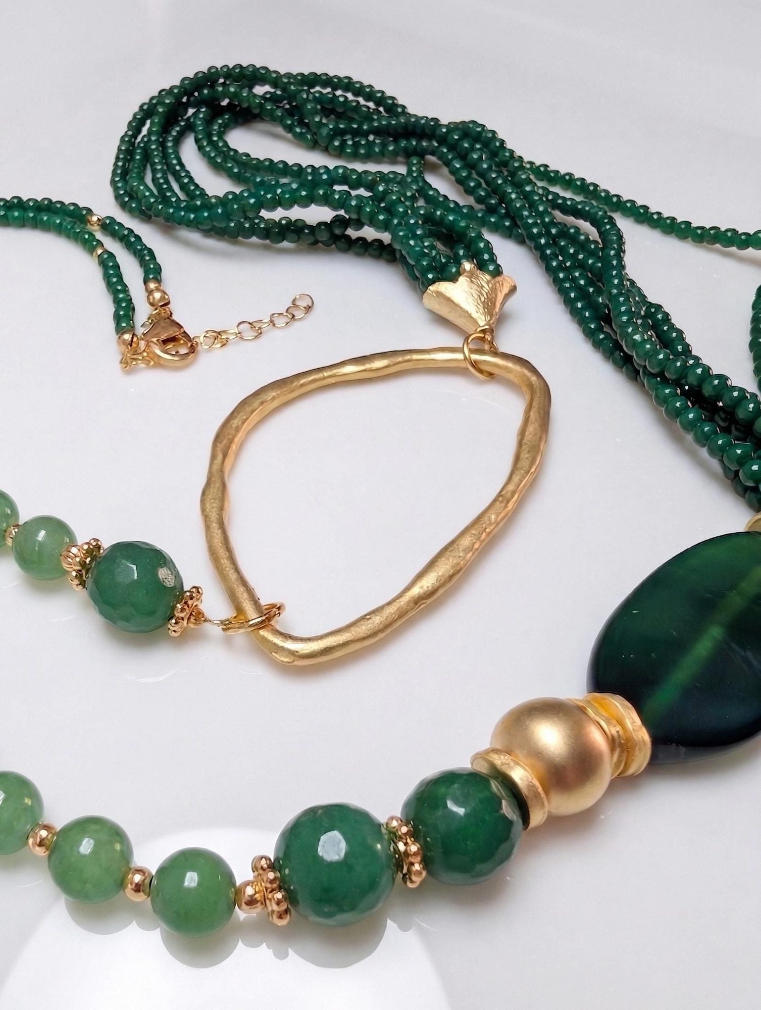 Long Multi-Strand Stone Necklace