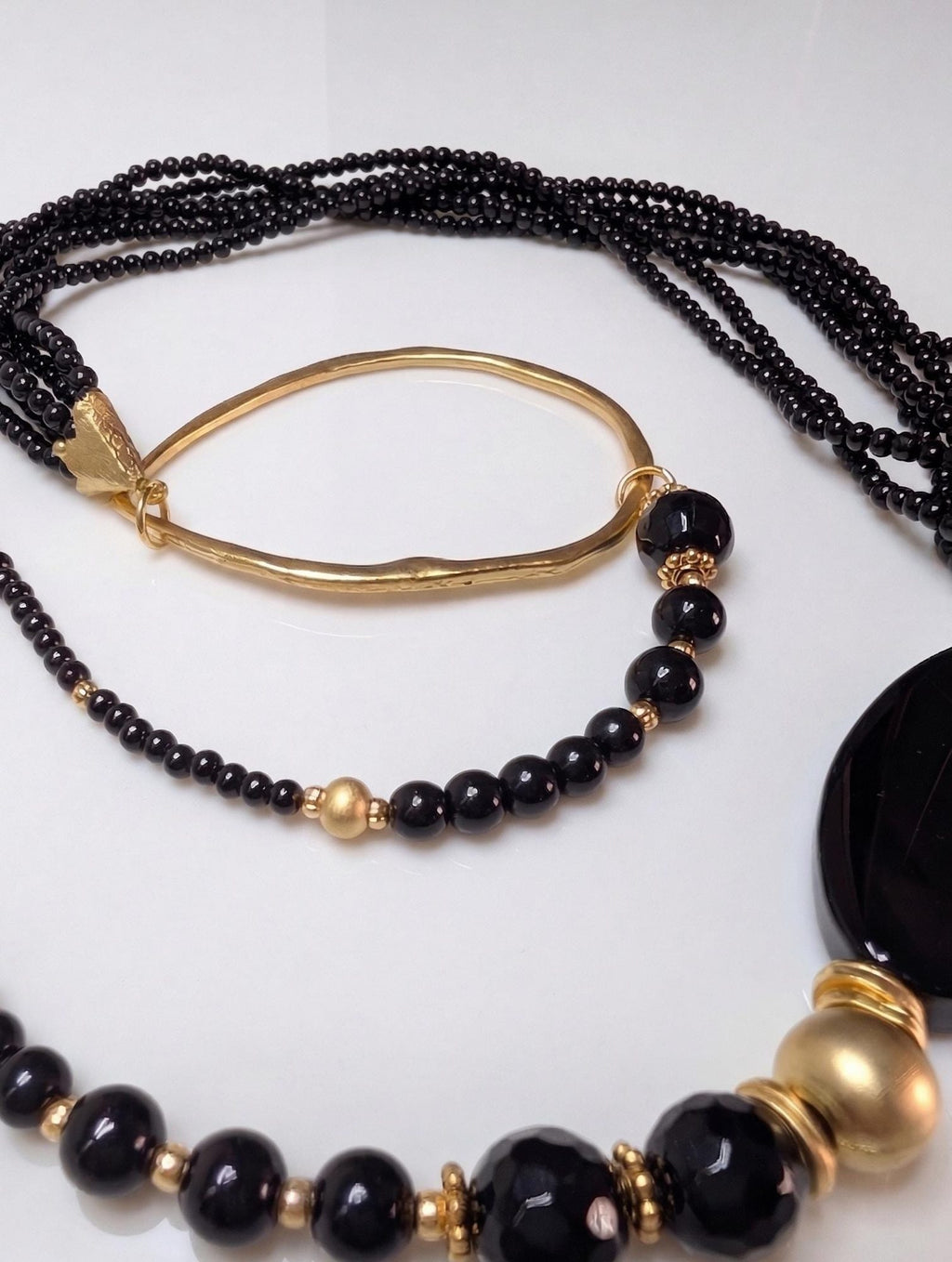 Long Multi-Strand Stone Necklace