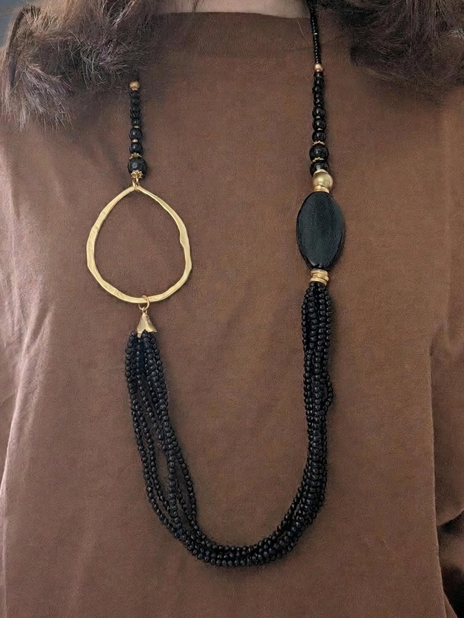 Long Multi-Strand Stone Necklace