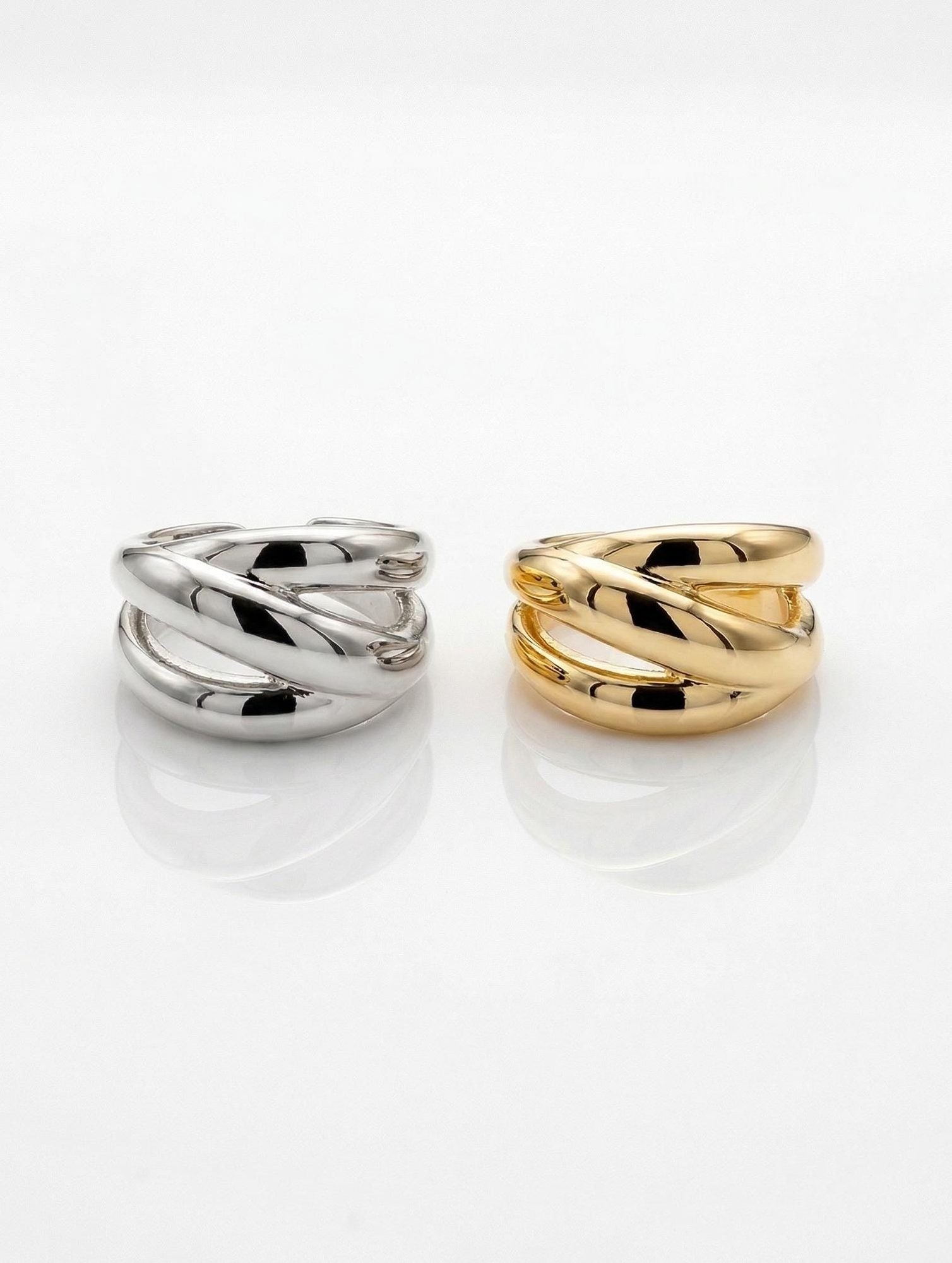 High-Polish Multi-Row Statement Ring