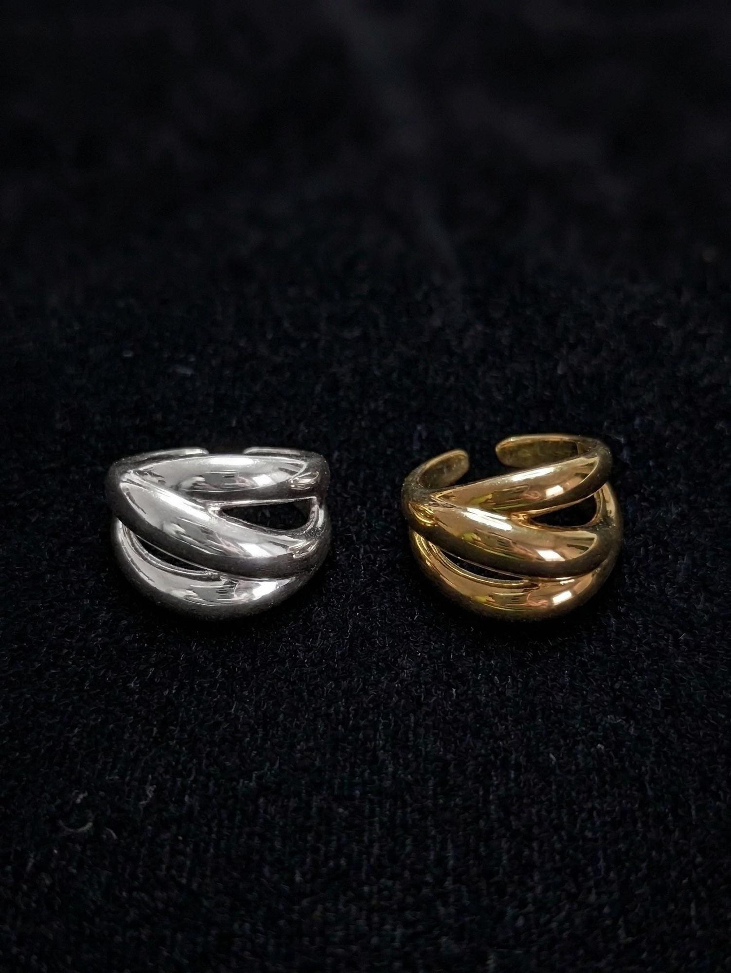 High-Polish Multi-Row Statement Ring