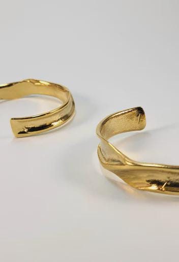 Wavy Textured Gold Cuff Bracelet