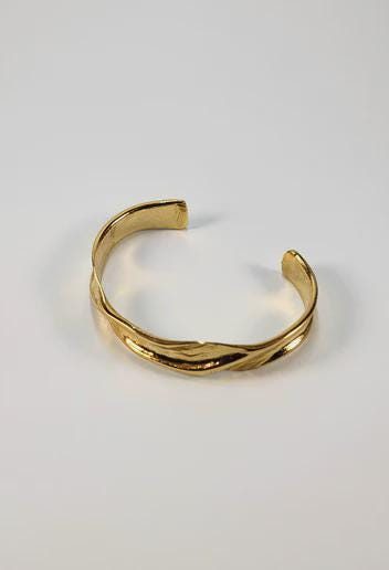 Wavy Textured Gold Cuff Bracelet