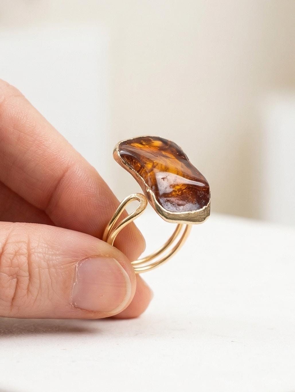 Raw Amber Ring