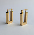 Chunky Rectangular Gold Hoop Earrings